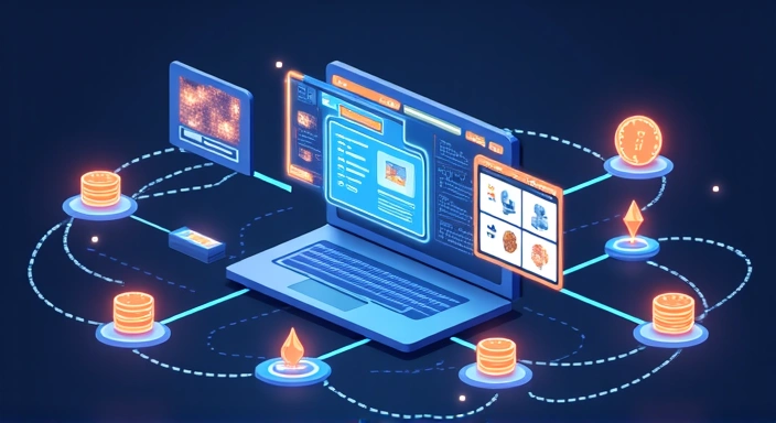 Conceptual image of data flow and user experience personalization through cookies