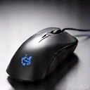 Ergonomic wireless gaming mouse, top view, clean background.